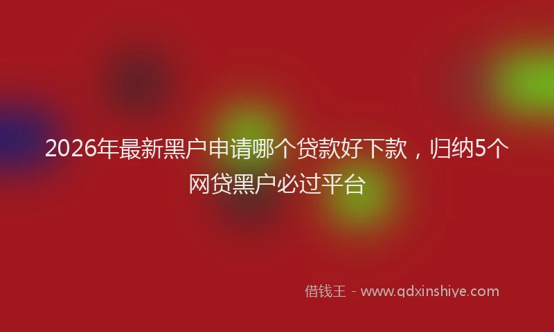 2026年最新黑户申请哪个贷款好下款，归纳5个网贷黑户必过平台