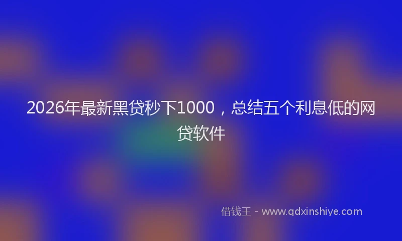 2026年最新黑贷秒下1000，总结五个利息低的网贷软件