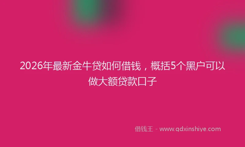2026年最新金牛贷如何借钱，概括5个黑户可以做大额贷款口子