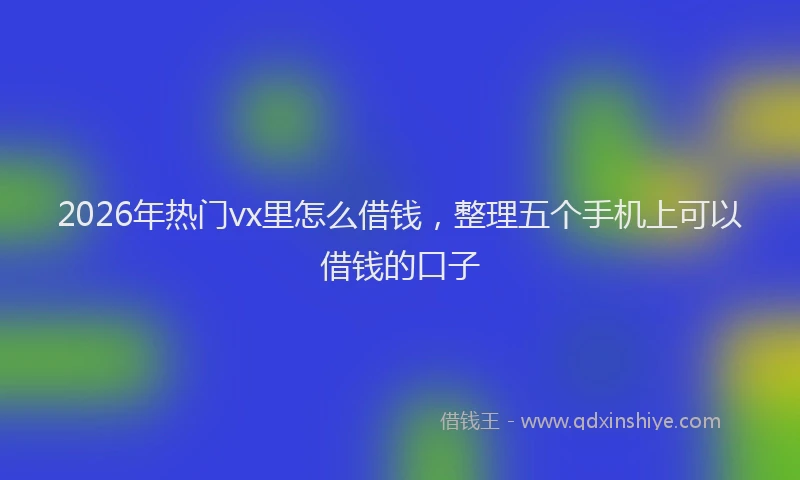2026年热门vx里怎么借钱，整理五个手机上可以借钱的口子