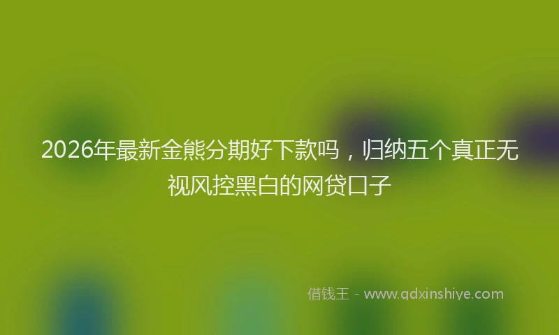 2026年最新金熊分期好下款吗，归纳五个真正无视风控黑白的网贷口子