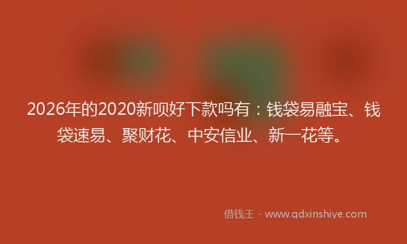 2026年的2020新呗好下款吗有：钱袋易融宝、钱袋速易、聚财花、中安信业、新一花等。