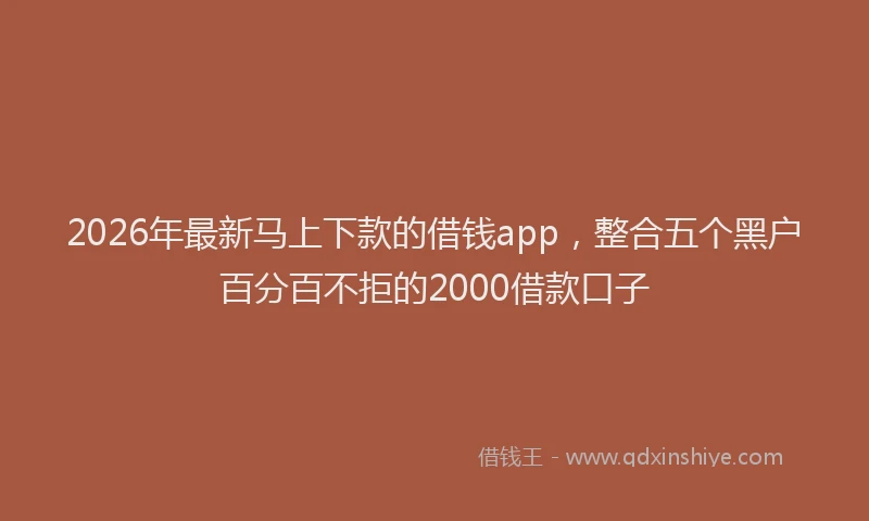 2026年最新马上下款的借钱app，整合五个黑户百分百不拒的2000借款口子
