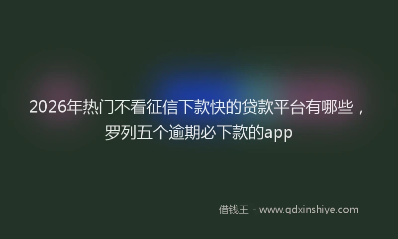 2026年热门不看征信下款快的贷款平台有哪些，罗列五个逾期必下款的app