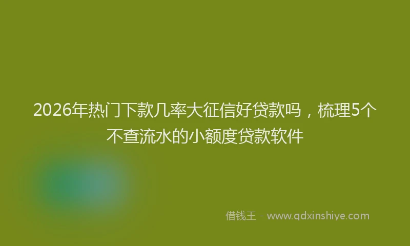 2026年热门下款几率大征信好贷款吗，梳理5个不查流水的小额度贷款软件