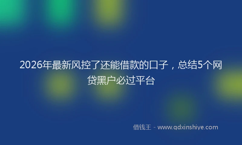 2026年最新风控了还能借款的口子，总结5个网贷黑户必过平台