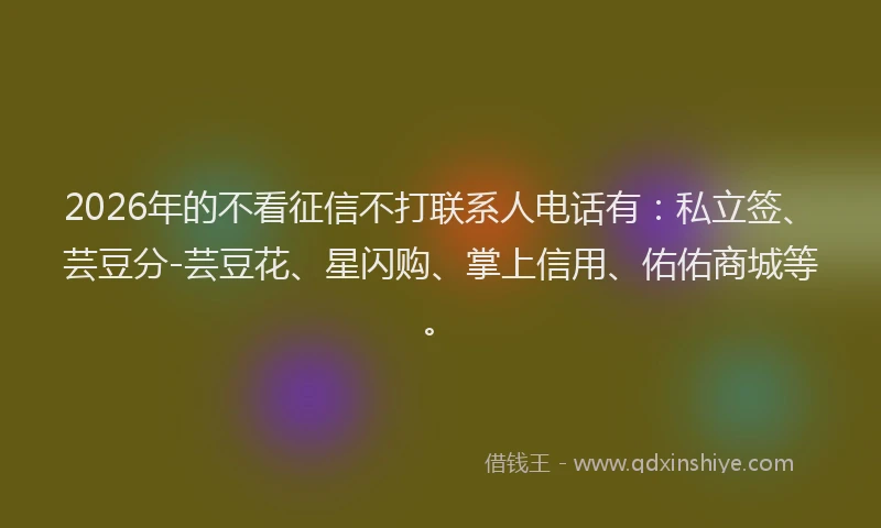 2026年的不看征信不打联系人电话有：私立签、芸豆分-芸豆花、星闪购、掌上信用、佑佑商城等。