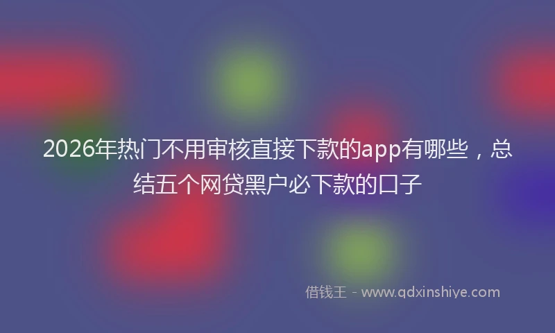 2026年热门不用审核直接下款的app有哪些，总结五个网贷黑户必下款的口子