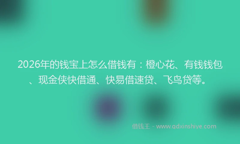 2026年的钱宝上怎么借钱有：橙心花、有钱钱包、现金侠快借通、快易借速贷、飞鸟贷等。