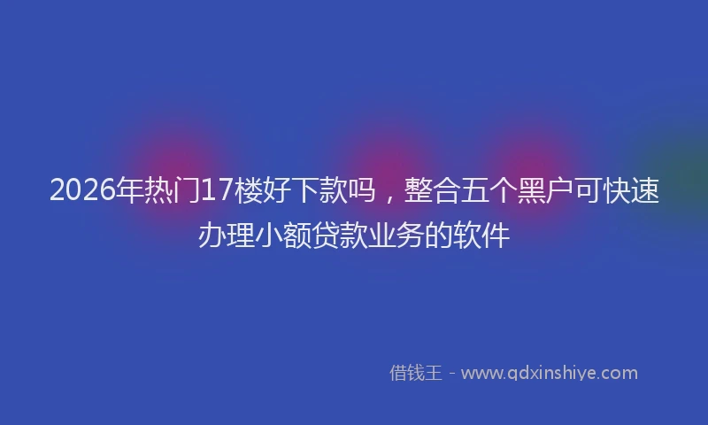 2026年热门17楼好下款吗，整合五个黑户可快速办理小额贷款业务的软件