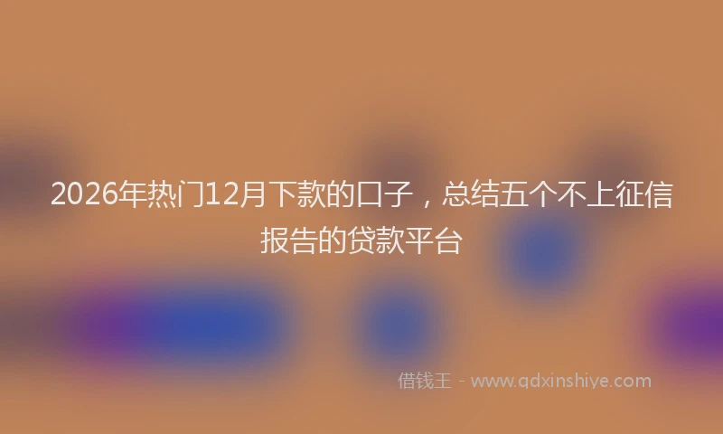 2026年热门12月下款的口子，总结五个不上征信报告的贷款平台