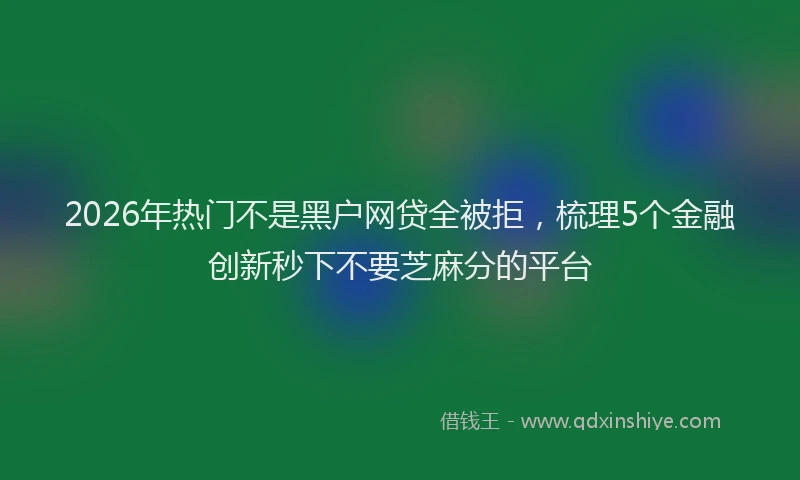 2026年热门不是黑户网贷全被拒，梳理5个金融创新秒下不要芝麻分的平台