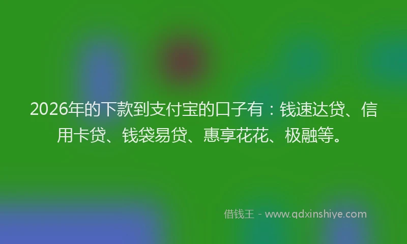 2026年的下款到支付宝的口子有：钱速达贷、信用卡贷、钱袋易贷、惠享花花、极融等。
