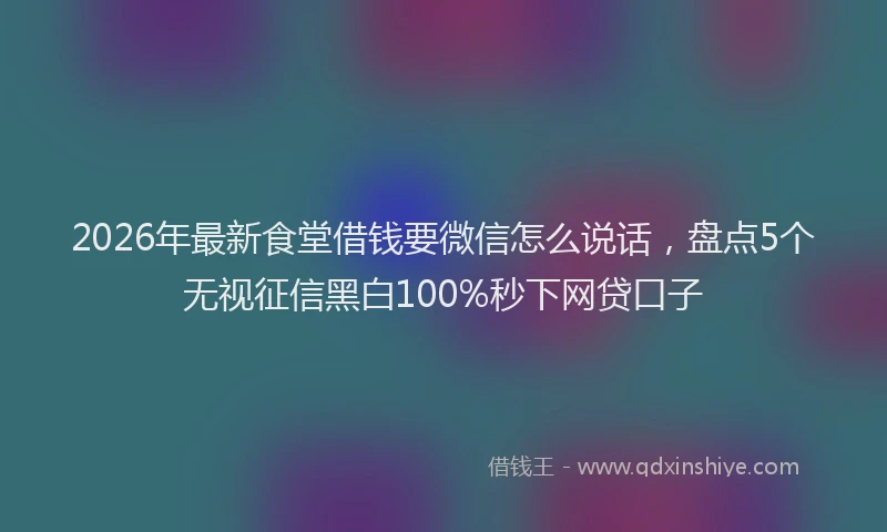 2026年最新食堂借钱要微信怎么说话，盘点5个无视征信黑白100%秒下网贷口子
