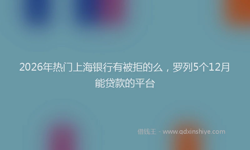 2026年热门上海银行有被拒的么，罗列5个12月能贷款的平台