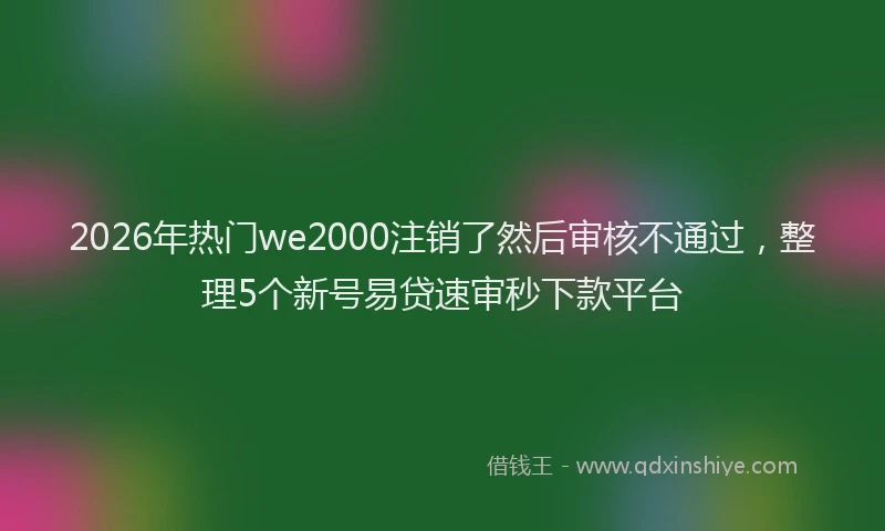 2026年热门we2000注销了然后审核不通过，整理5个新号易贷速审秒下款平台