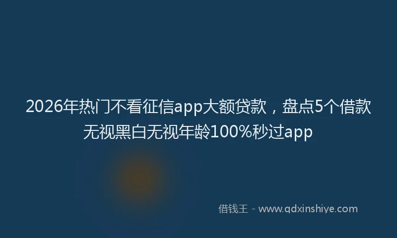 2026年热门不看征信app大额贷款，盘点5个借款无视黑白无视年龄100%秒过app