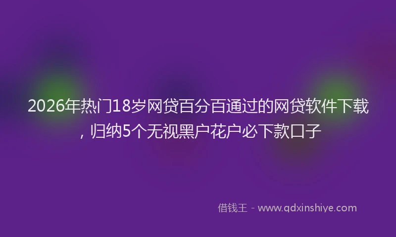 2026年热门18岁网贷百分百通过的网贷软件下载，归纳5个无视黑户花户必下款口子