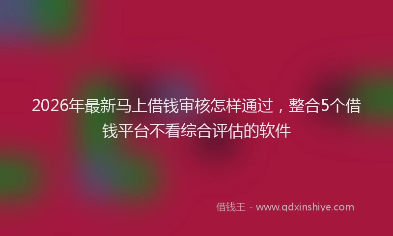 2026年最新马上借钱审核怎样通过，整合5个借钱平台不看综合评估的软件