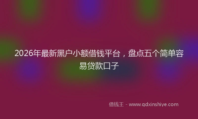 2026年最新黑户小额借钱平台，盘点五个简单容易贷款口子