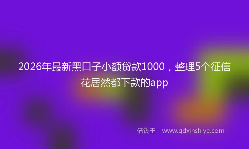 2026年最新黑口子小额贷款1000，整理5个征信花居然都下款的app