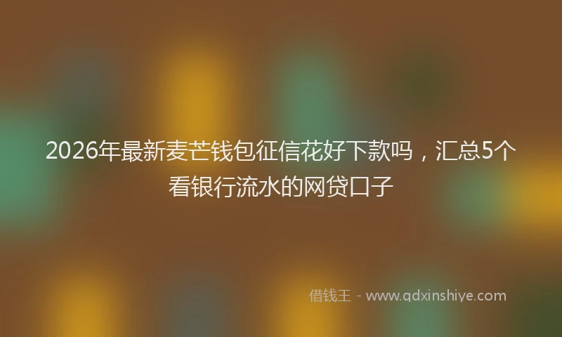 2026年最新麦芒钱包征信花好下款吗，汇总5个看银行流水的网贷口子
