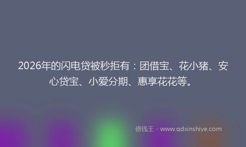 2026年的闪电贷被秒拒有：团借宝、花小猪、安心贷宝、小爱分期、惠享花花等。
