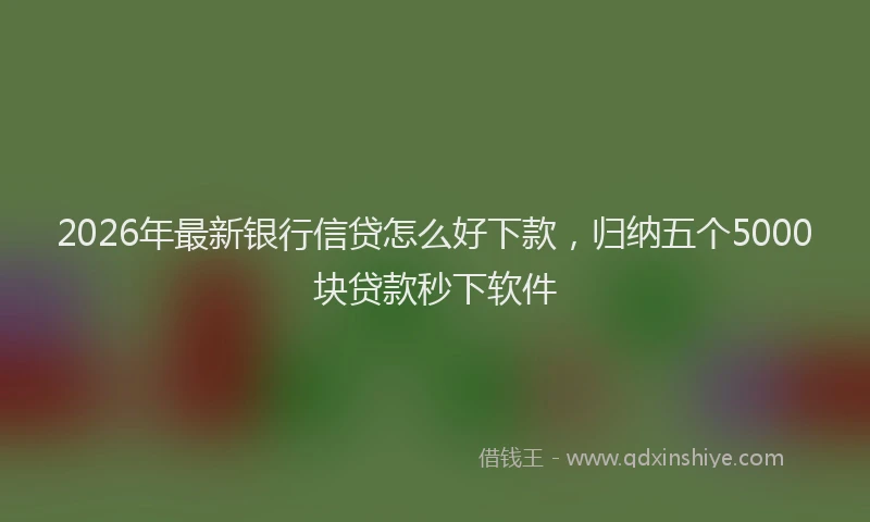 2026年最新银行信贷怎么好下款，归纳五个5000块贷款秒下软件