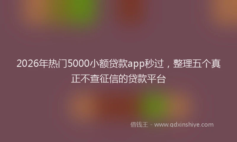 2026年热门5000小额贷款app秒过，整理五个真正不查征信的贷款平台