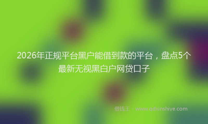 2026年正规平台黑户能借到款的平台，盘点5个最新无视黑白户网贷口子