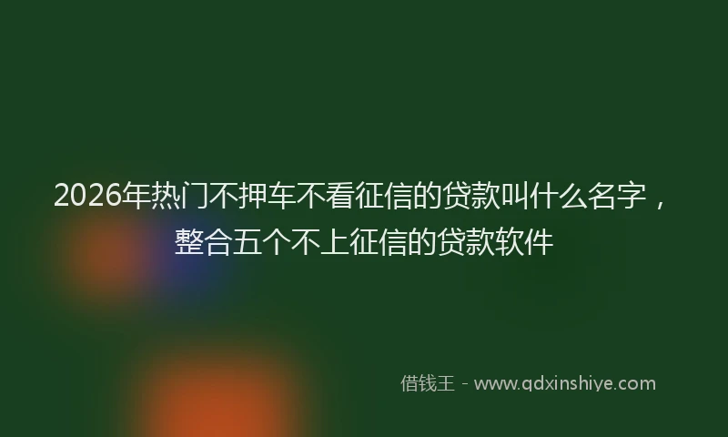2026年热门不押车不看征信的贷款叫什么名字，整合五个不上征信的贷款软件