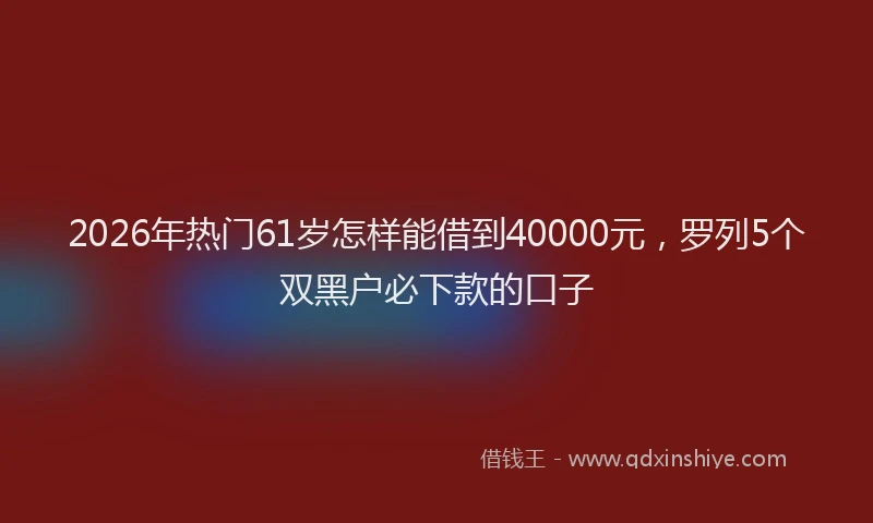 2026年热门61岁怎样能借到40000元，罗列5个双黑户必下款的口子