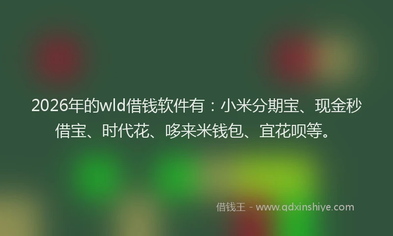 2026年的wld借钱软件有：小米分期宝、现金秒借宝、时代花、哆来米钱包、宜花呗等。