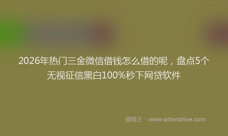 2026年热门三金微信借钱怎么借的呢，盘点5个无视征信黑白100%秒下网贷软件