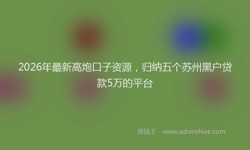 2026年最新高炮口子资源，归纳五个苏州黑户贷款5万的平台