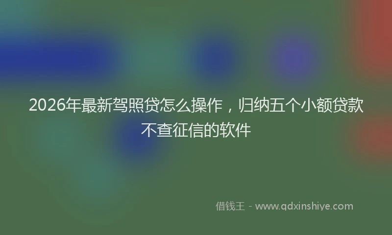 2026年最新驾照贷怎么操作，归纳五个小额贷款不查征信的软件
