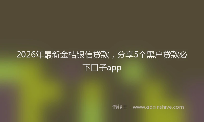 2026年最新金桔银信贷款，分享5个黑户贷款必下口子app