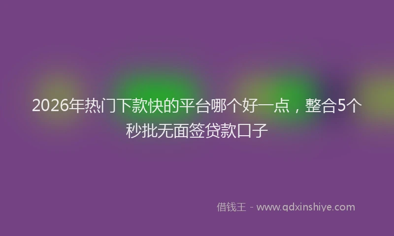 2026年热门下款快的平台哪个好一点，整合5个秒批无面签贷款口子