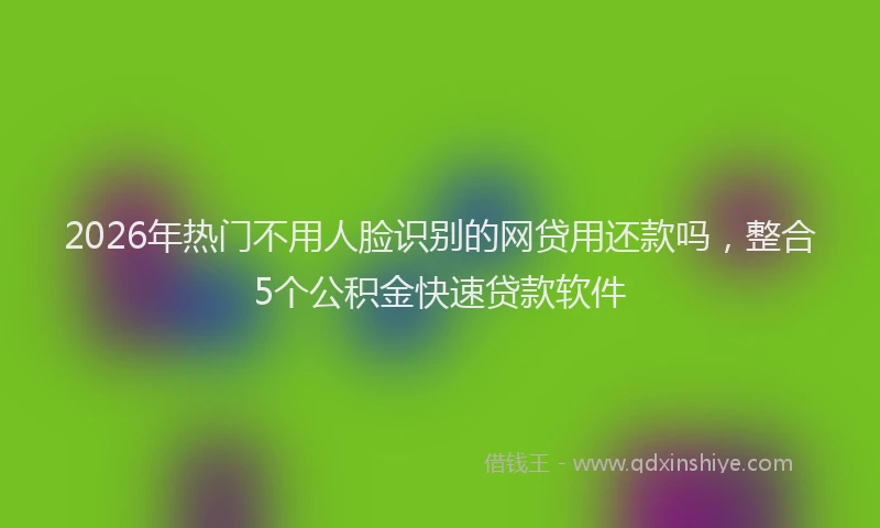 2026年热门不用人脸识别的网贷用还款吗，整合5个公积金快速贷款软件