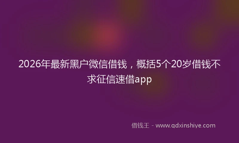 2026年最新黑户微信借钱，概括5个20岁借钱不求征信速借app