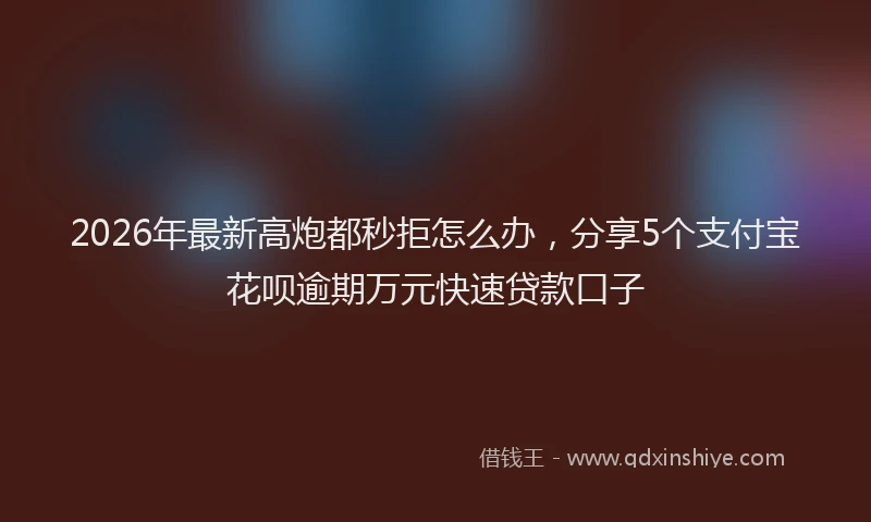 2026年最新高炮都秒拒怎么办，分享5个支付宝花呗逾期万元快速贷款口子