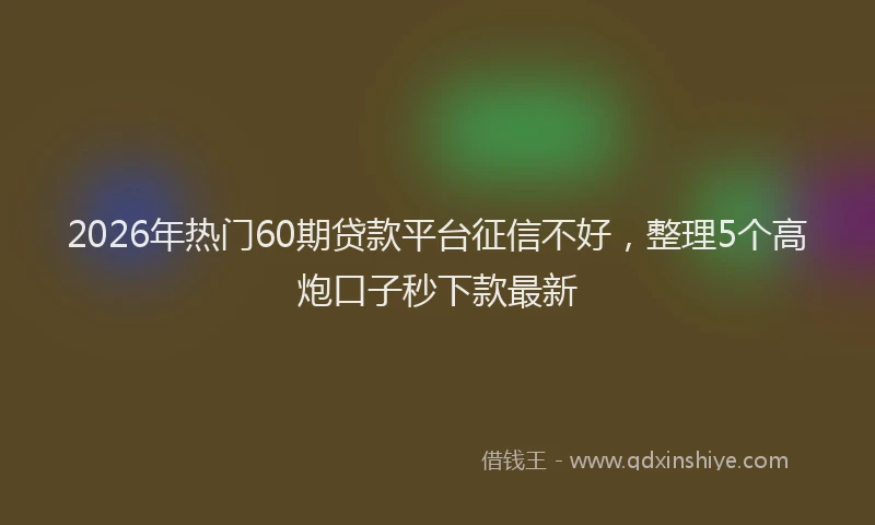 2026年热门60期贷款平台征信不好，整理5个高炮口子秒下款最新
