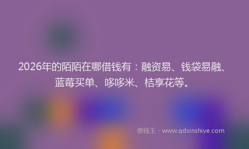 2026年的陌陌在哪借钱有：融资易、钱袋易融、蓝莓买单、哆哆米、桔享花等。