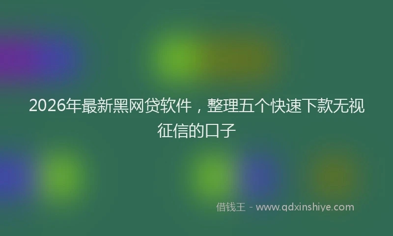 2026年最新黑网贷软件，整理五个快速下款无视征信的口子