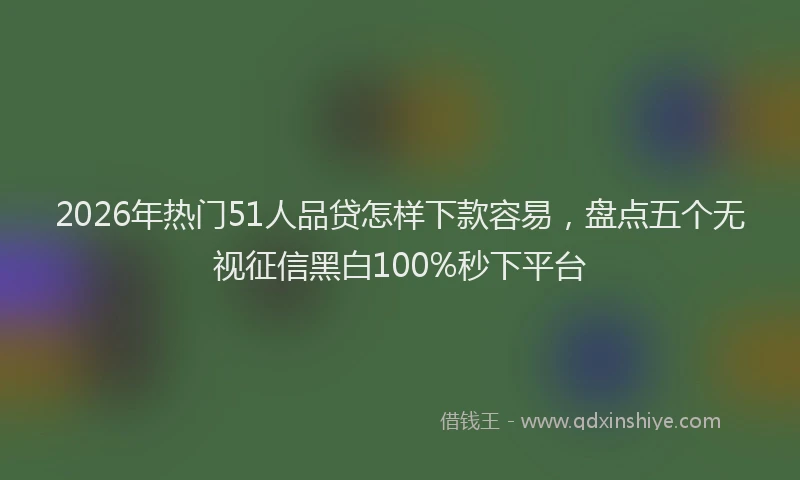 2026年热门51人品贷怎样下款容易，盘点五个无视征信黑白100%秒下平台