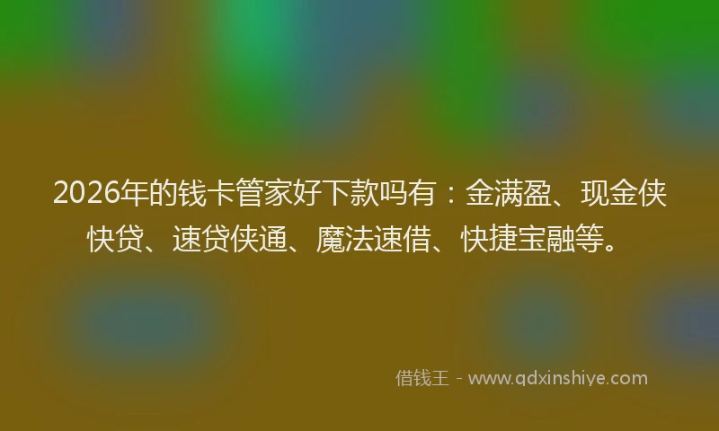 2026年的钱卡管家好下款吗有：金满盈、现金侠快贷、速贷侠通、魔法速借、快捷宝融等。