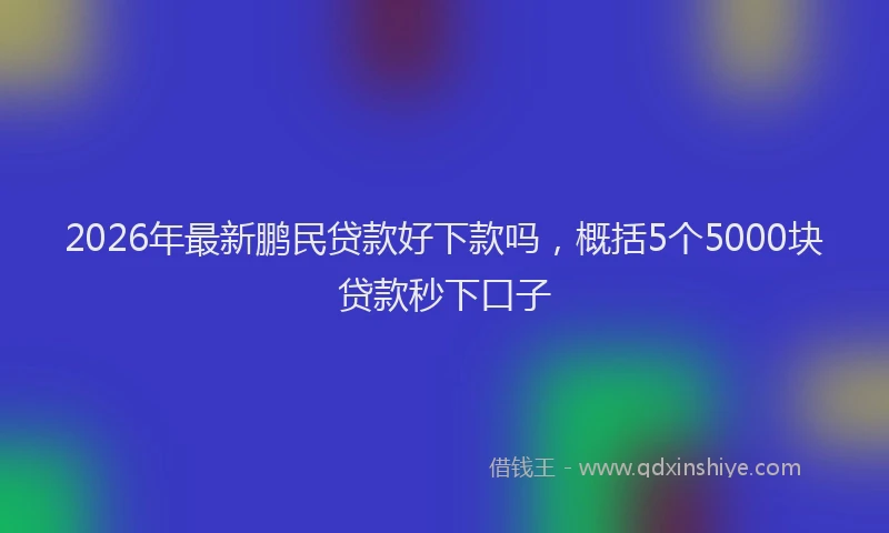 2026年最新鹏民贷款好下款吗，概括5个5000块贷款秒下口子