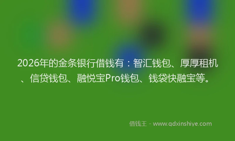 2026年的金条银行借钱有：智汇钱包、厚厚租机、信贷钱包、融悦宝Pro钱包、钱袋快融宝等。
