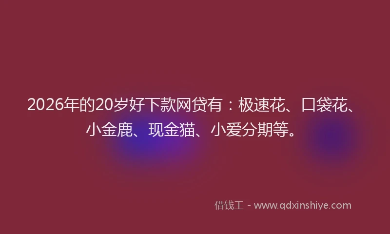 2026年的20岁好下款网贷有：极速花、口袋花、小金鹿、现金猫、小爱分期等。