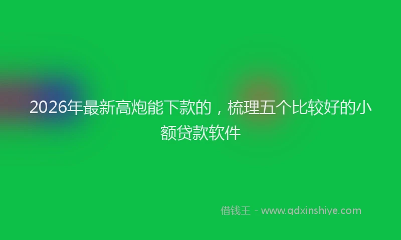 2026年最新高炮能下款的，梳理五个比较好的小额贷款软件
